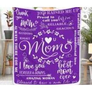 NEW Super Soft Wearable Hooded Throw Blanket Purple MOM
